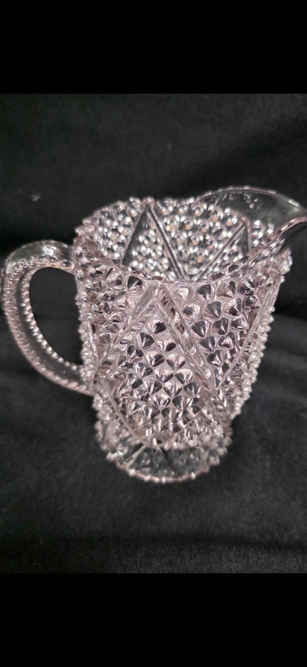 Antique EAPG Pink Pressed Glass Creamer Pitcher